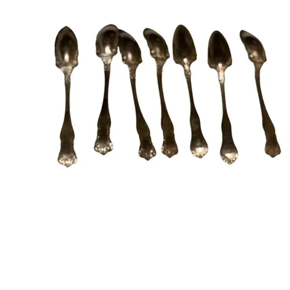 7 Vintage WM Rogers & Son AA Silver Grapefruit Spoon Set 6.5